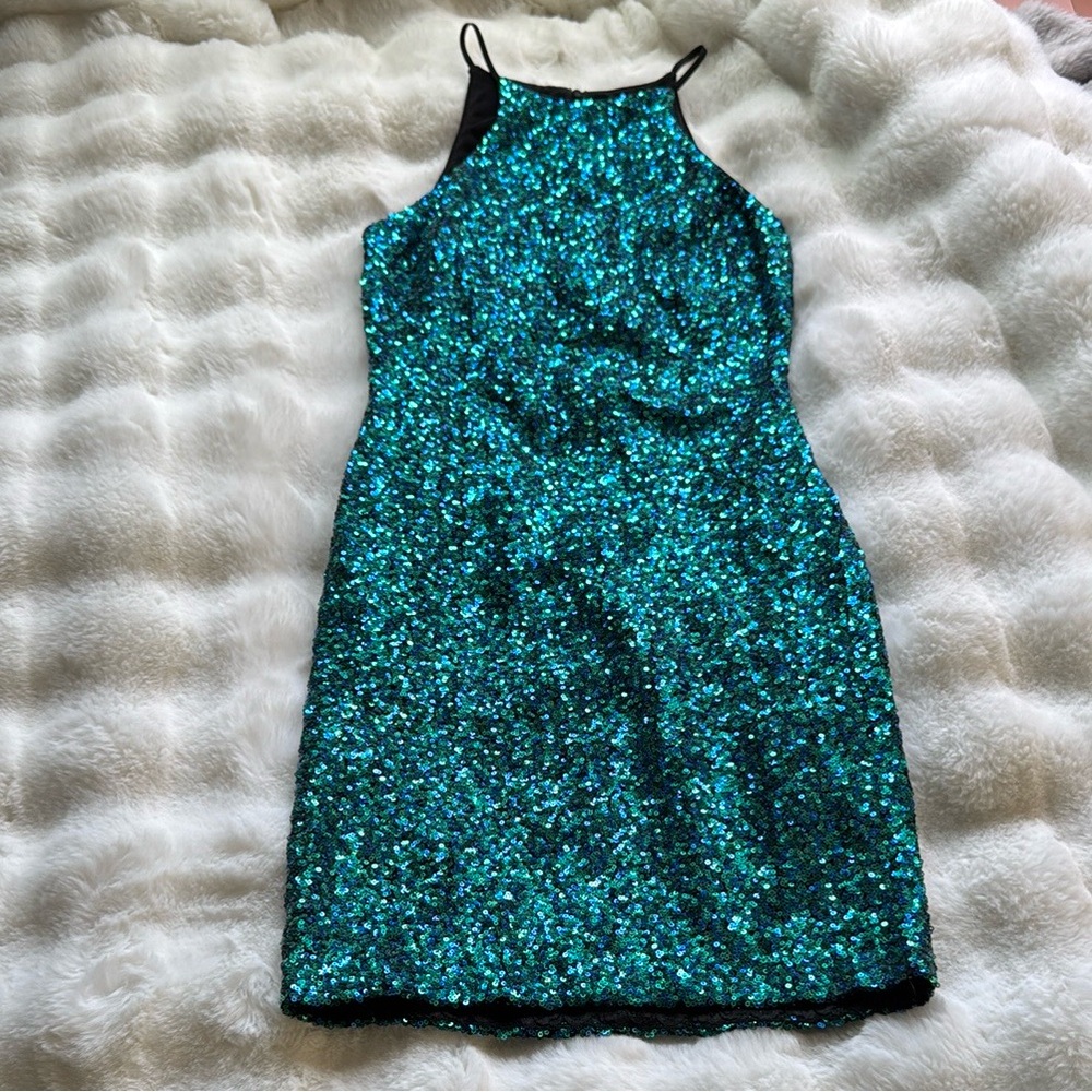 Dress the Population Glittering Teal Party Night Out Dress